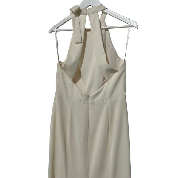 After Six High Neck Halter Backless Bridesmaid Formal Dress Ivory Size 14R 6827 - Picture 8 of 16